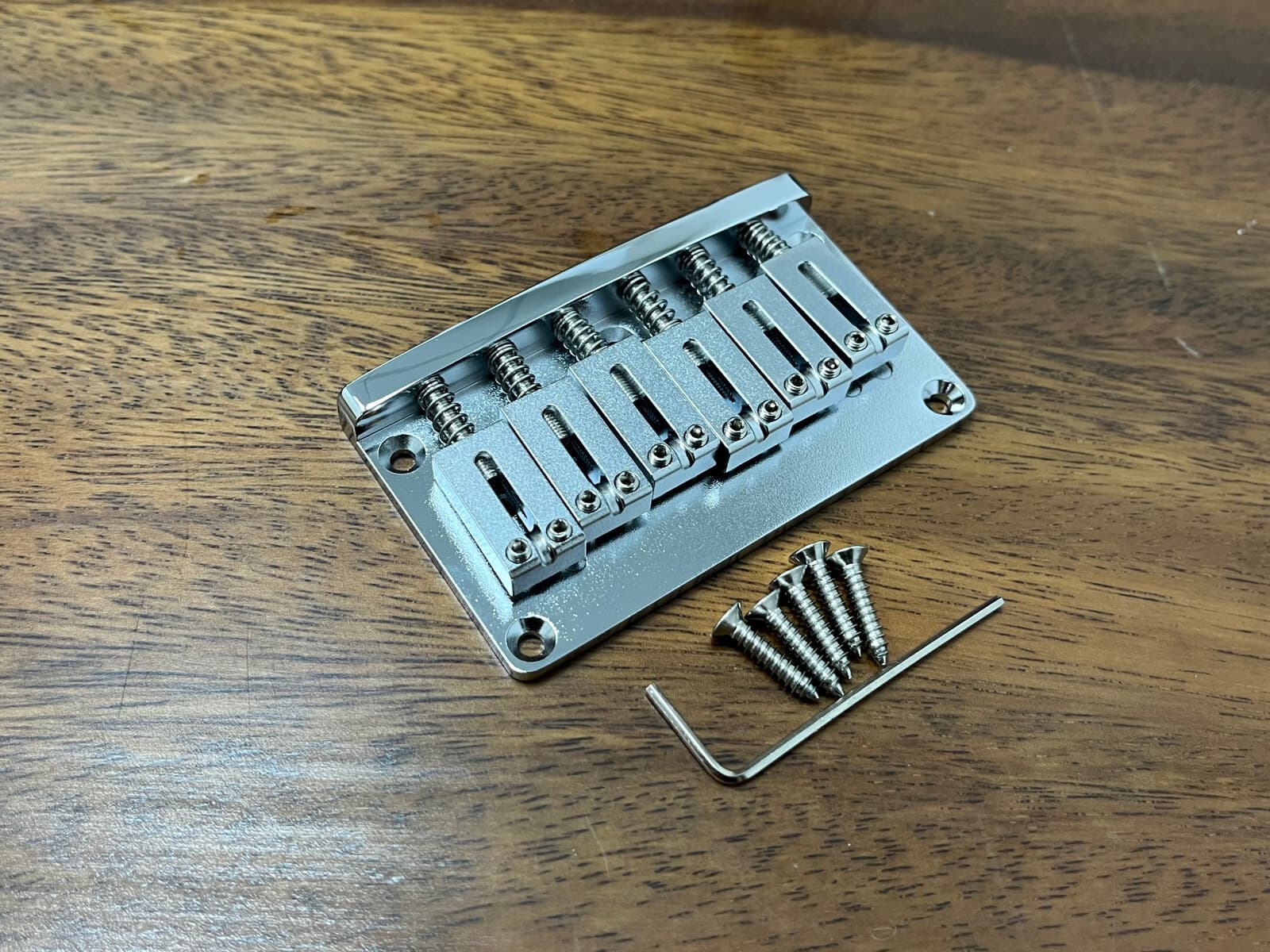 ALL Brass 6-string Guitar Bridge 2-1/16" Chrome — Aumsen guitar part