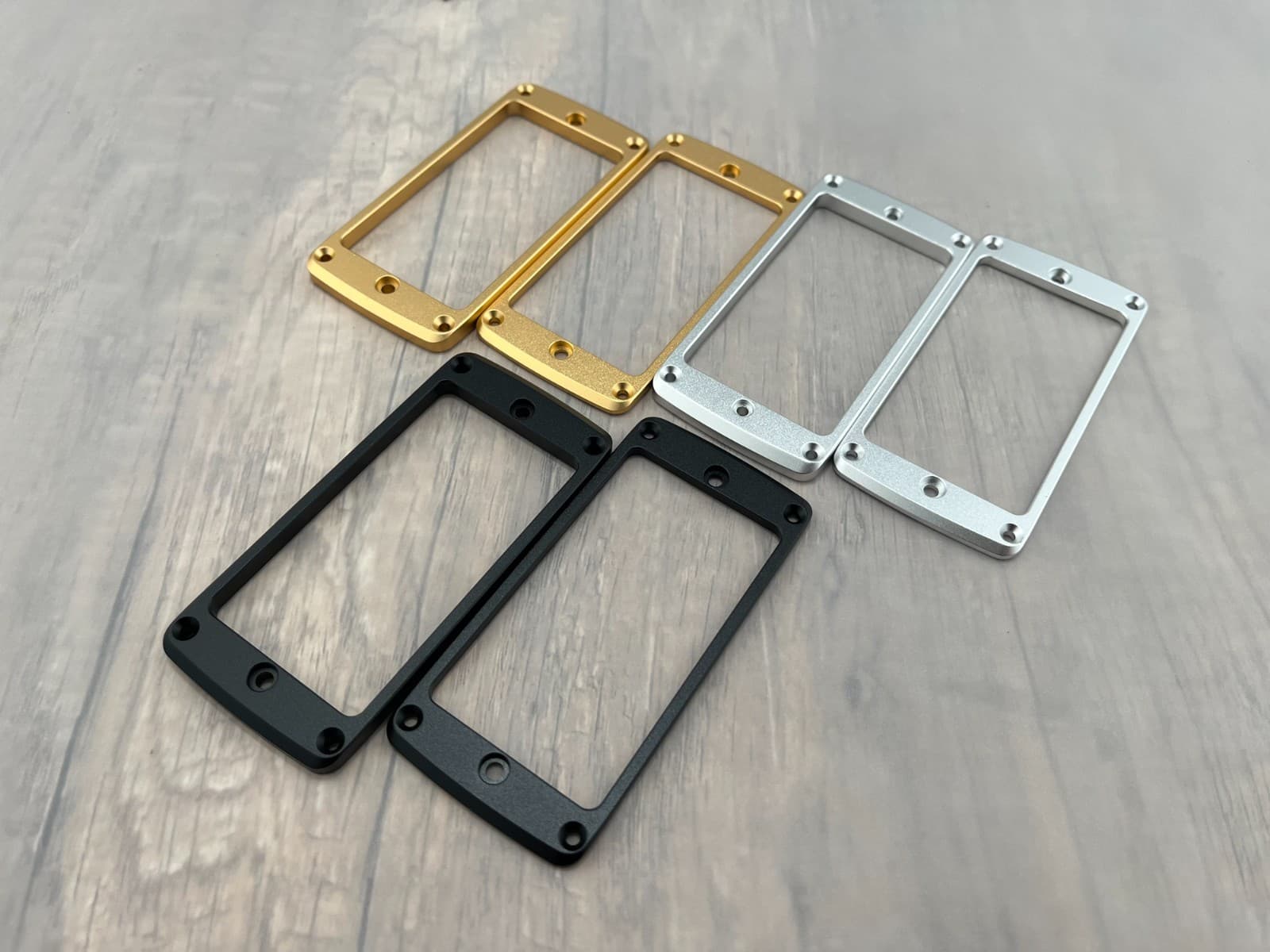 Pair Neck & Bridge Aluminum Humbucker Pickup Rings Flat Bottom Black — Aumsen guitar part