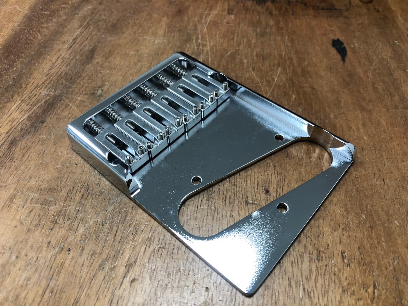 Brass Bridge Telecaster 6 Saddle Bridge Vintage Mount with Brass Saddles Chrome — Aumsen CNC-machined saddles