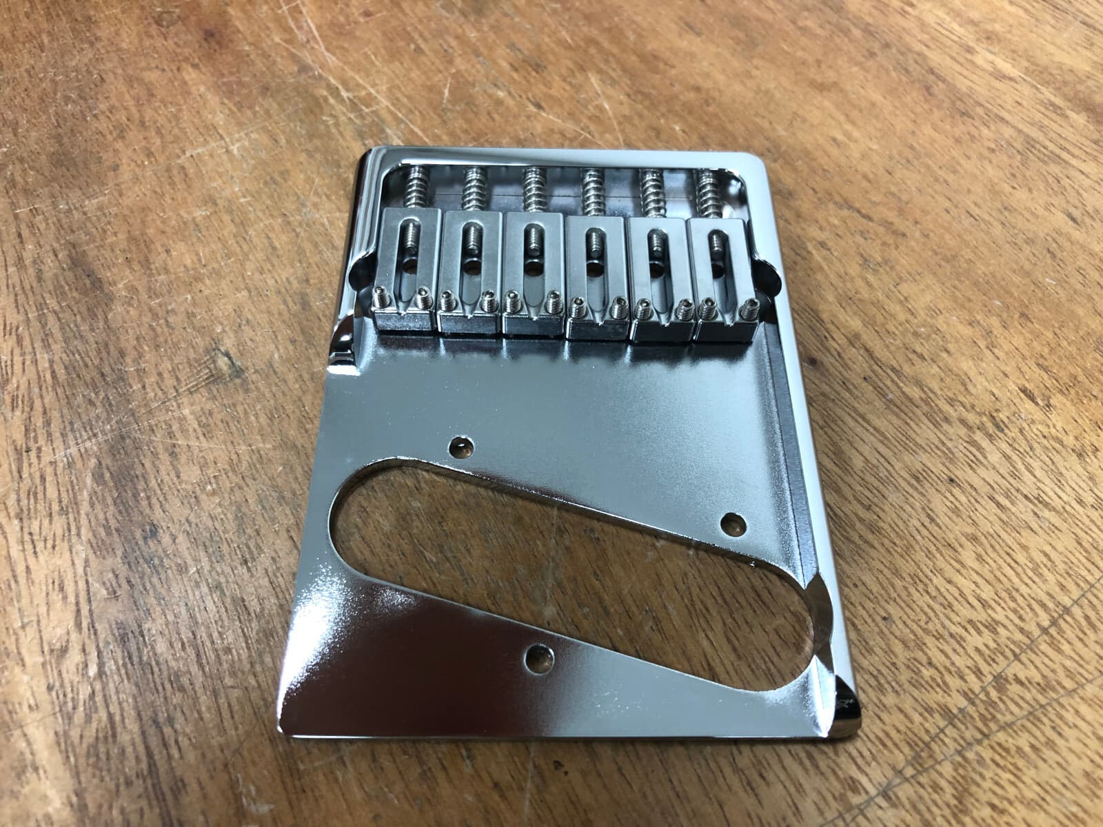 Brass Bridge Telecaster 6 Saddle Bridge Vintage Mount with Brass Saddles Chrome — view 2