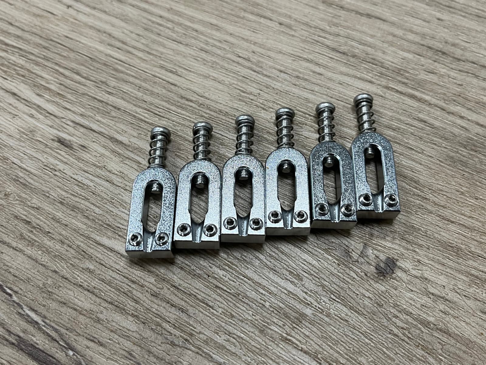 Set of 6 brass Electric Guitar Bridge Saddles 2 1/16 CHROME — Aumsen CNC-machined saddles