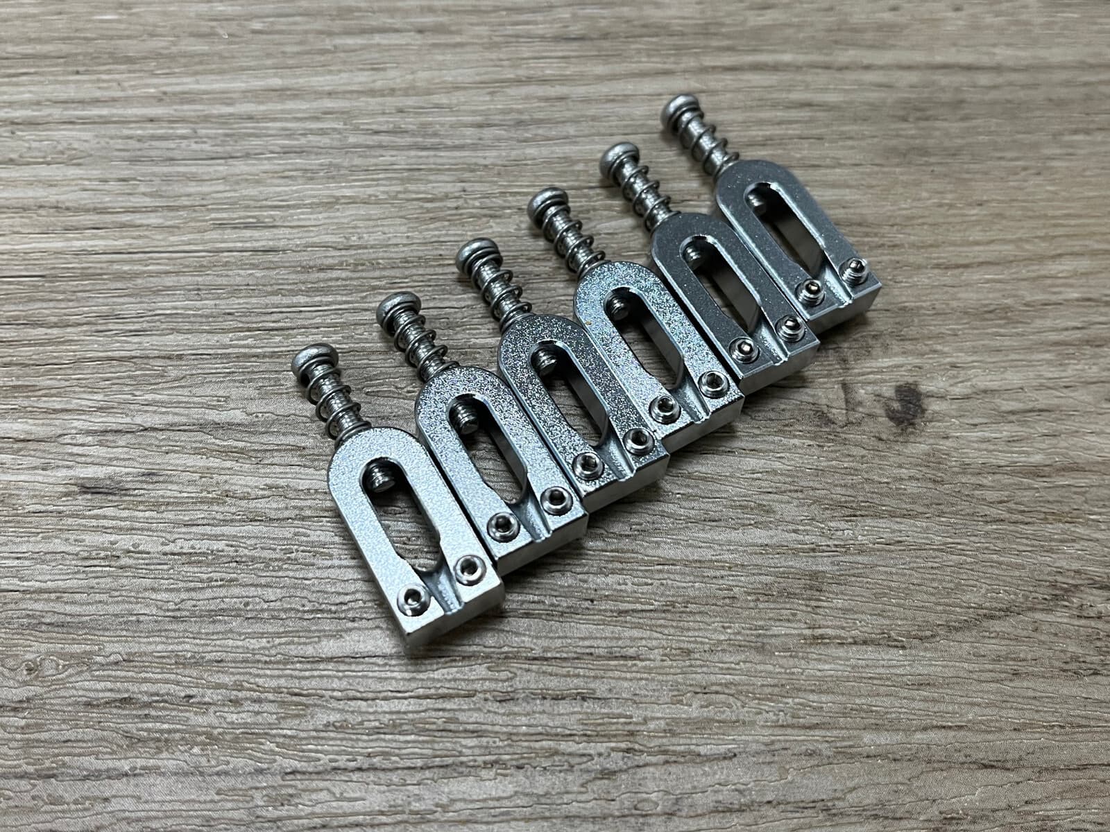 Set of 6 brass Electric Guitar Bridge Saddles 2 1/16 CHROME — view 2